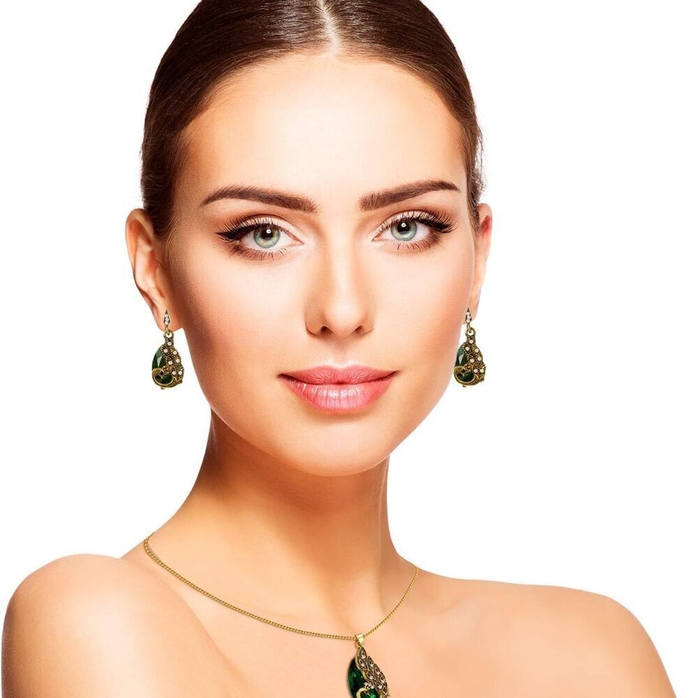 Jewelry Sets Women Water Drop Rhinestone Necklace Earrings Party Prom - Picture 7 of 7